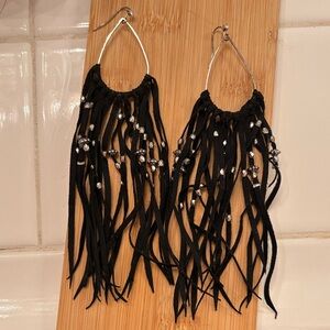 Elegant Black and Silver Beaded Earrings